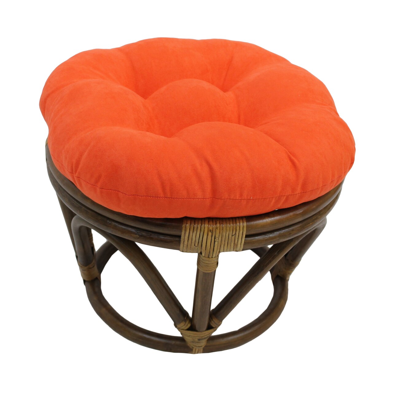 18-inch Round Solid Micro Suede Tufted Footstool Cushion - Tangerine Dream